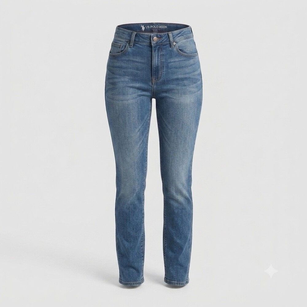 U.S. Polo Assn. Women's Jeans Size 8 Regular Medium Wash Blue Denim Stretch S1